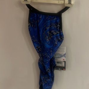 Kids girls size 6 Dolphin blue patterned one piece swimsuit bathing suit